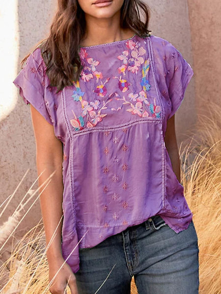 Women's Shirts Embroidered T-Shirts
