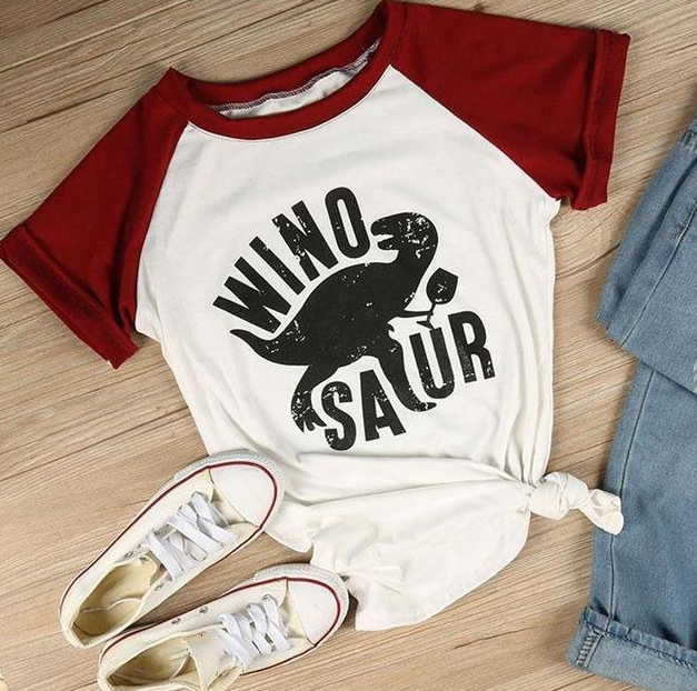 Printed round neck raglan cotton t-shirt