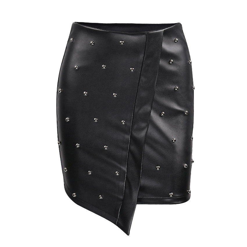 Casual wild beaded leather skirt