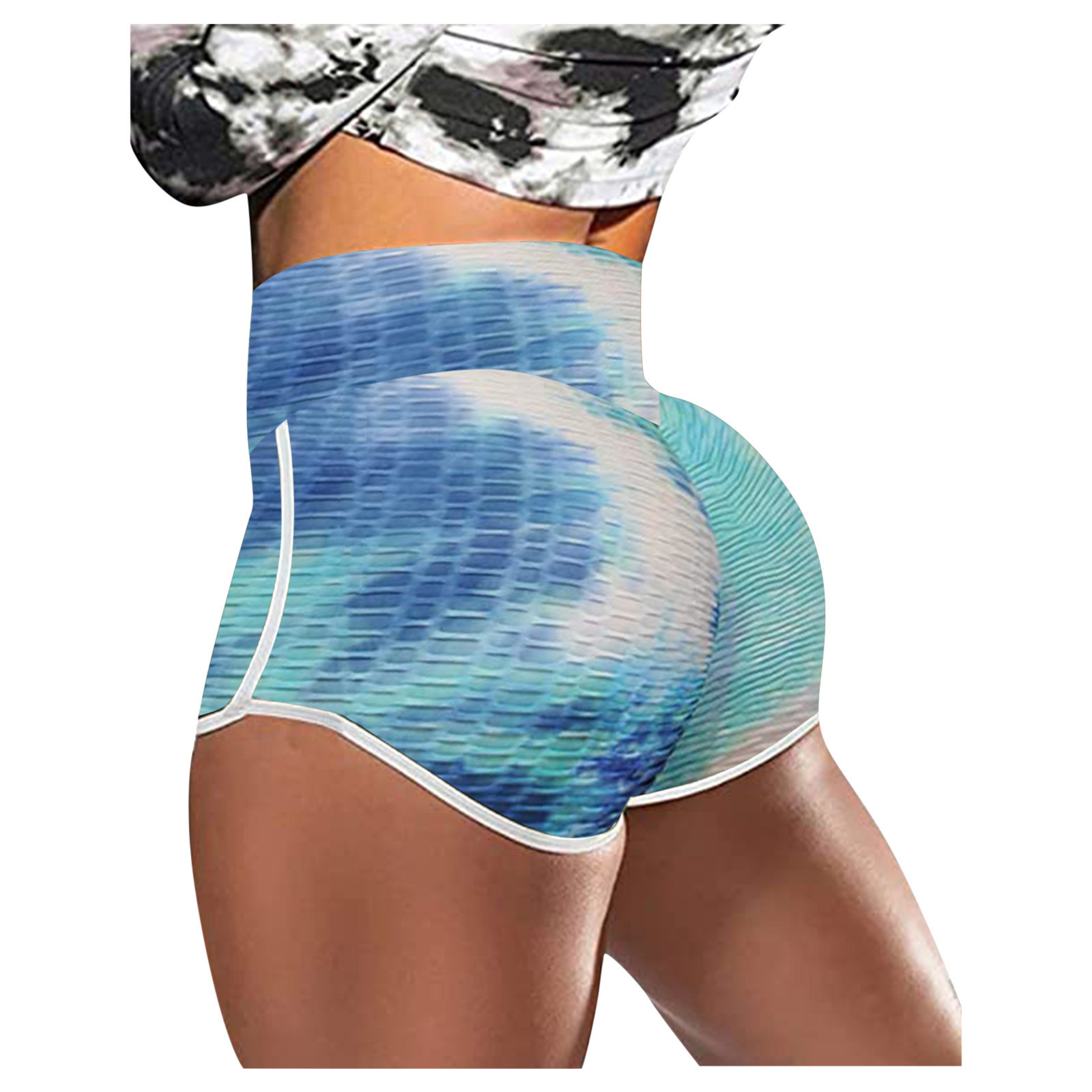 Bubble Jacquard Tie-Dye High-Waist Sports Shorts