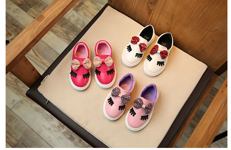 Spring and autumn new children's shoes girls Korean version of the princess shoes bow big eyes casual shoes small children's board