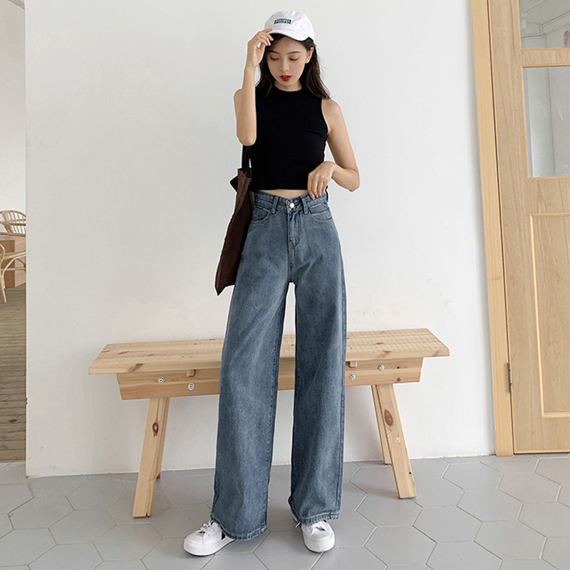 High-waisted Jeans Women's Loose Large Size Slimming Drape Wide-leg Pants