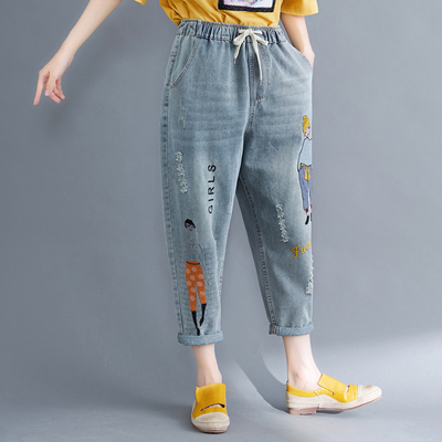 Women's embroidered casual jeans