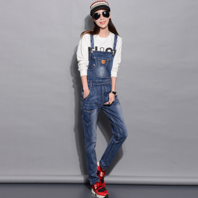 Strap jeans one-piece bib