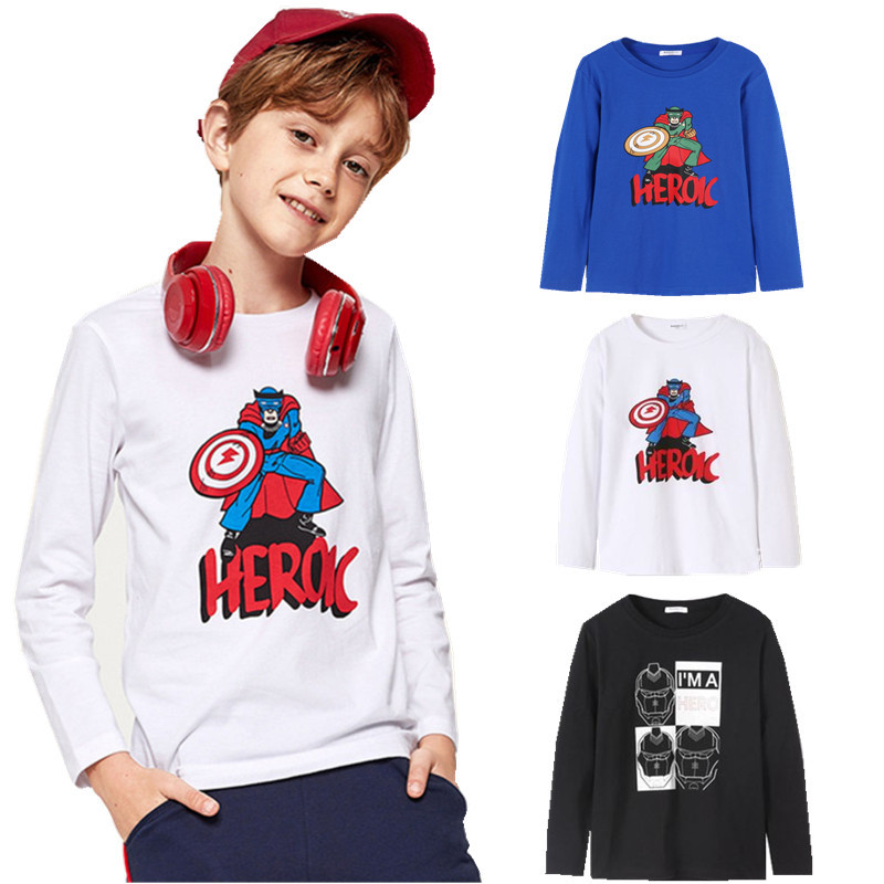 Spring new big children's T-shirt long-sleeved round neck top