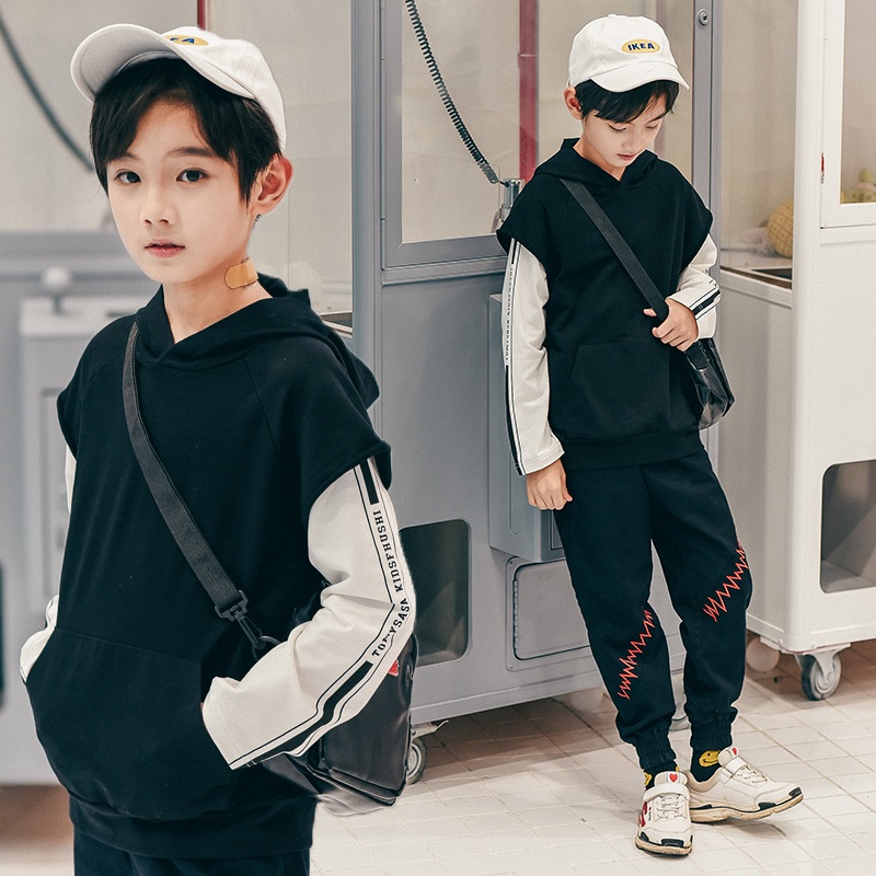 Children''s Wear Boys''Sanitary Clothes Spring Clothes 2021 Children''s Handsome Hats Leisure Holiday Two Kids'' Korean Chaozhou Clothes