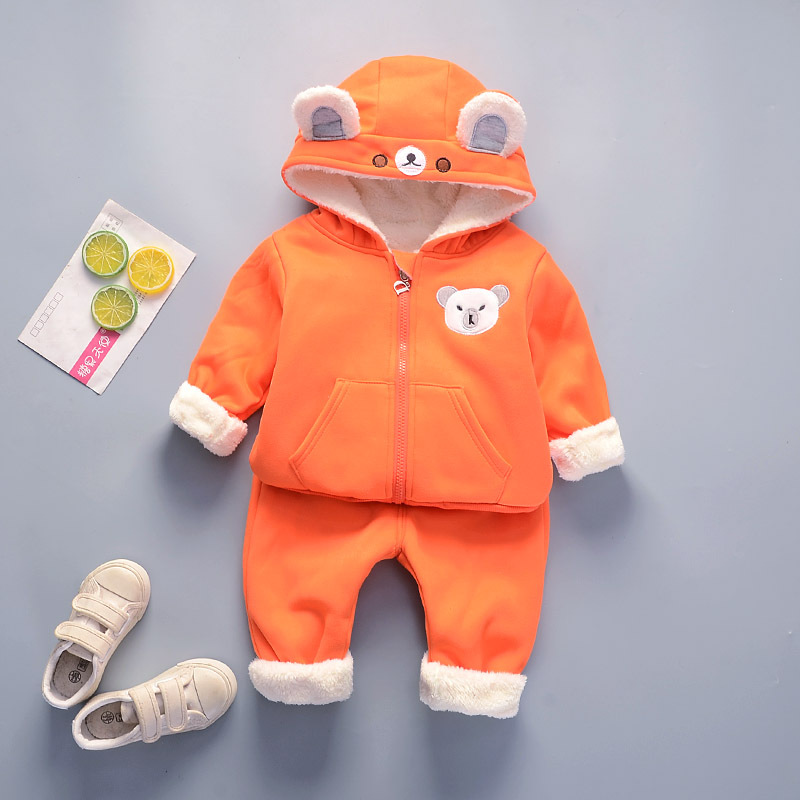 Autumn and winter bear hooded two-piece suit
