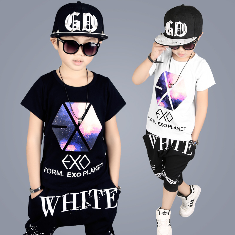 Boy short sleeve harem pants suit