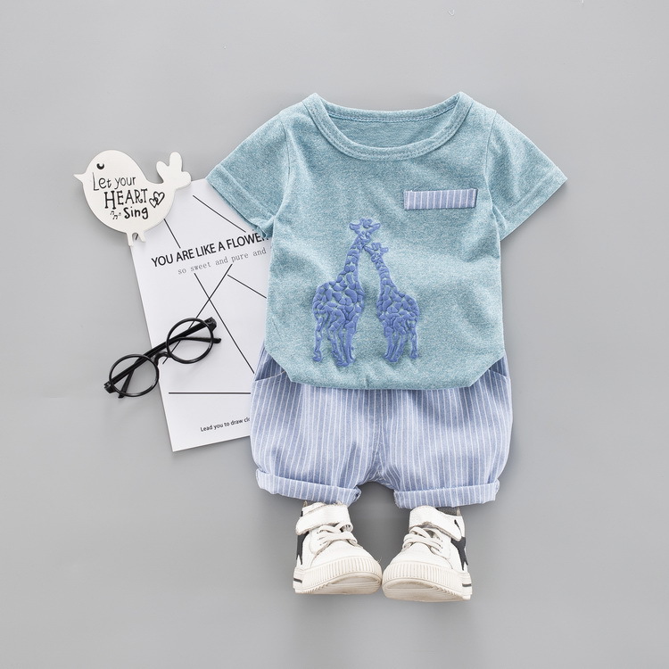 Children's cotton giraffe short sleeve suit