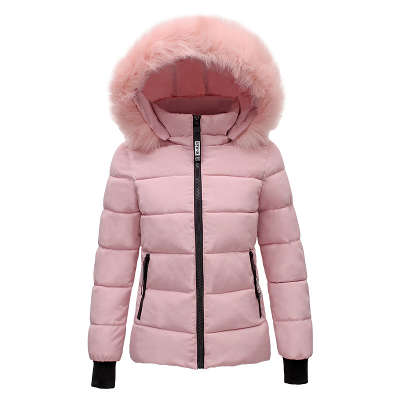 Ladies large fur collar padded down jacket