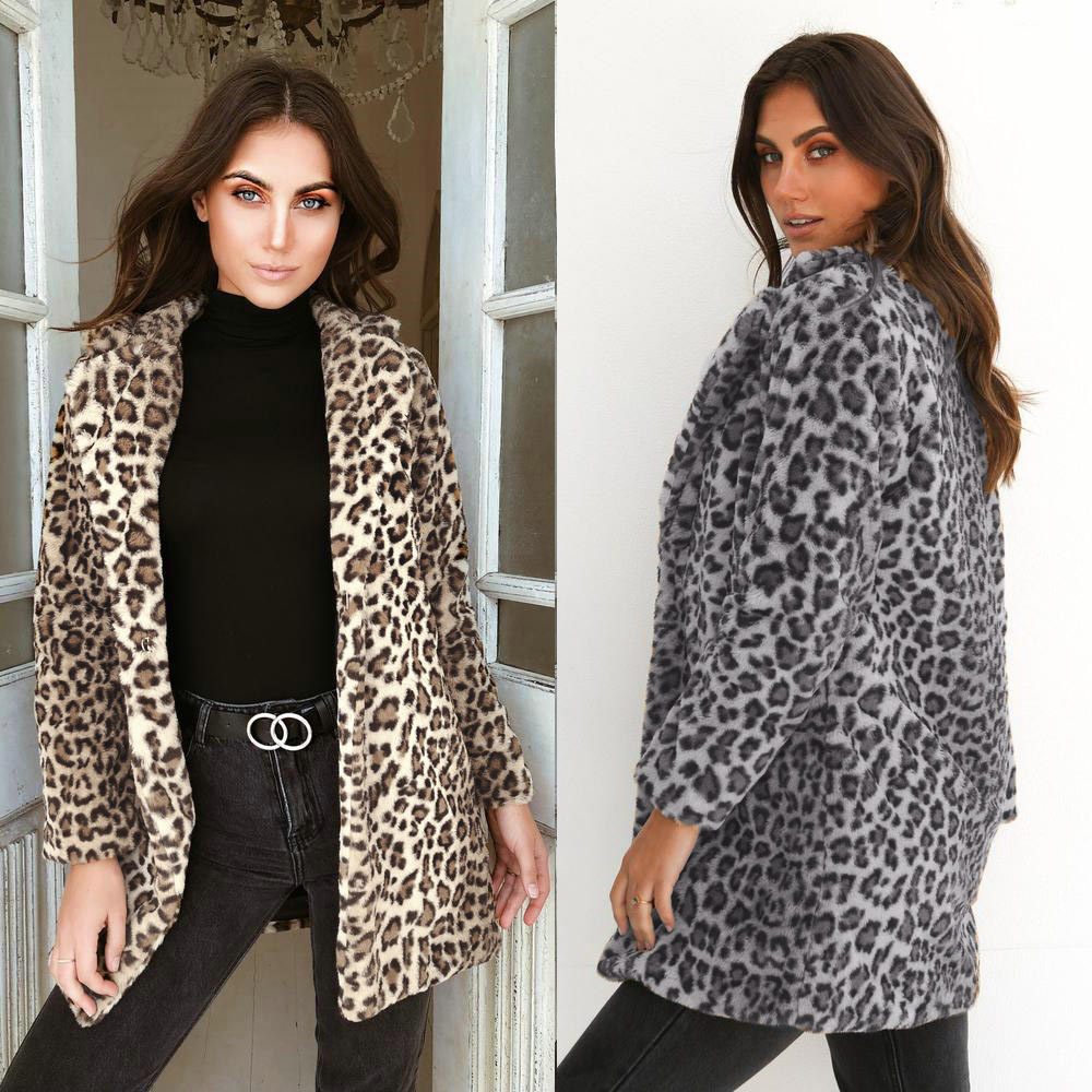 Lapel cardigan plush slim-fit coat