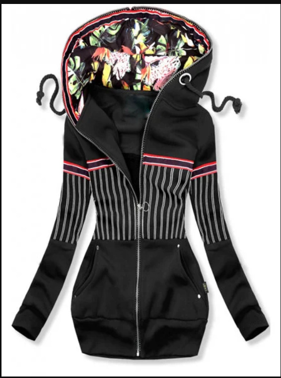 New Solid Color Striped Printed Sweater Plus Velvet