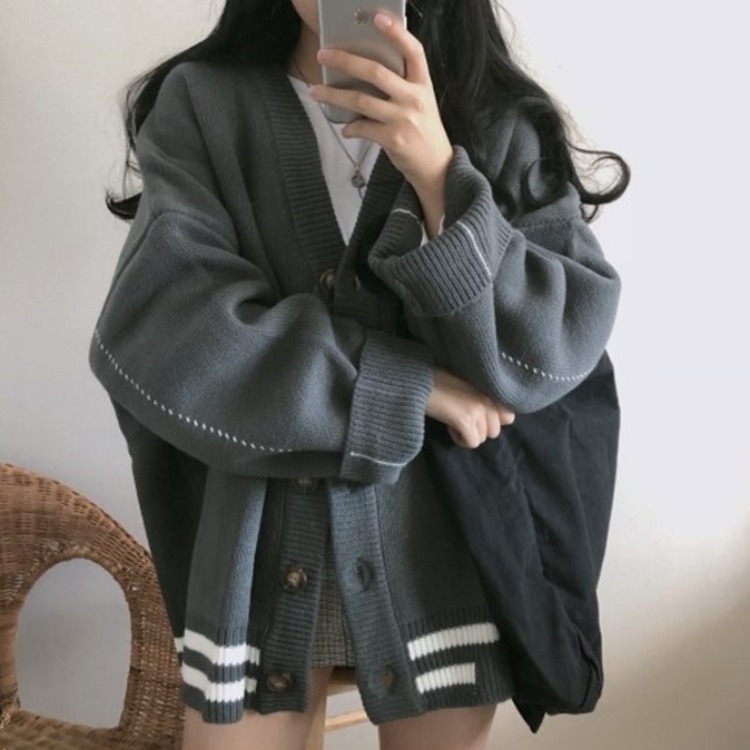 Solid color cardigan sweater