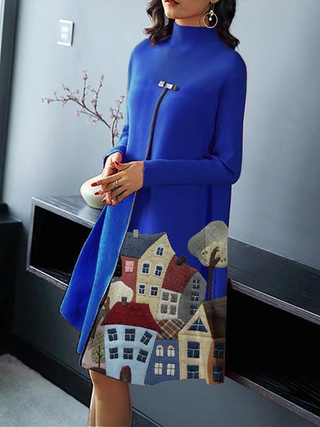 Loose Pullover Sweater Mid-Length A-Line Skirt