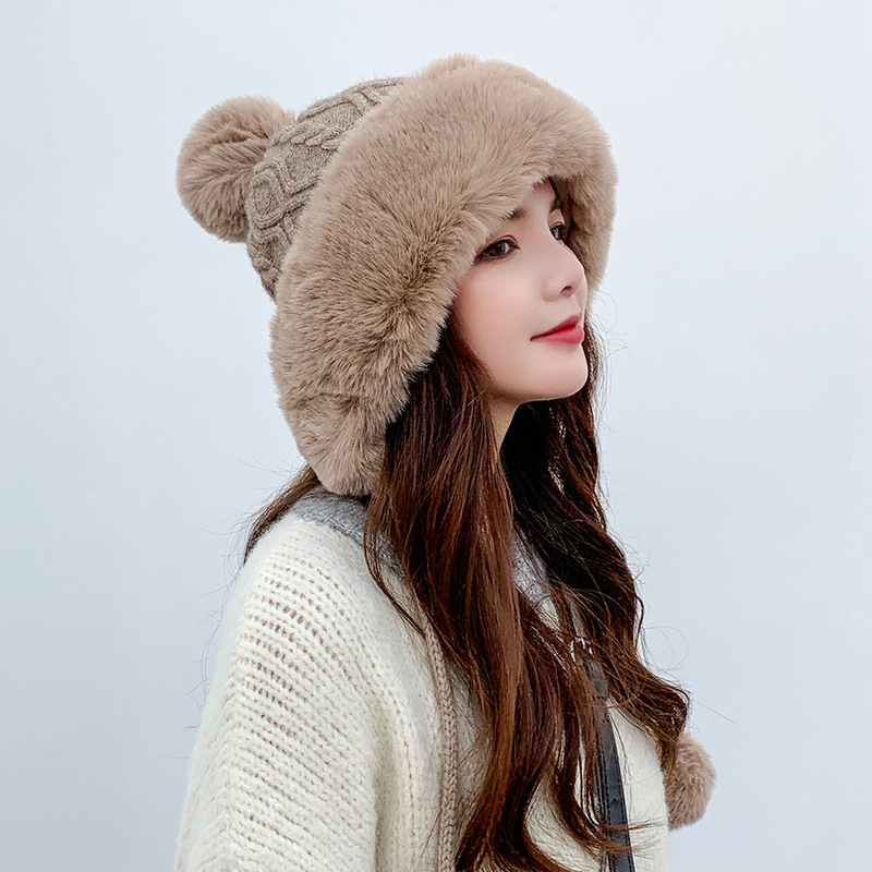 Velvet Thickened Cold And Warm Pure Color Knitted Hat
