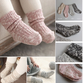 2021 Brand New Kids Socks Solid Candy Color Cotton Baby Anti Slip Warm Soft Socks For Boy Girl Toddler 0-4T