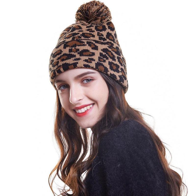 Women's Leopard Knit Hat