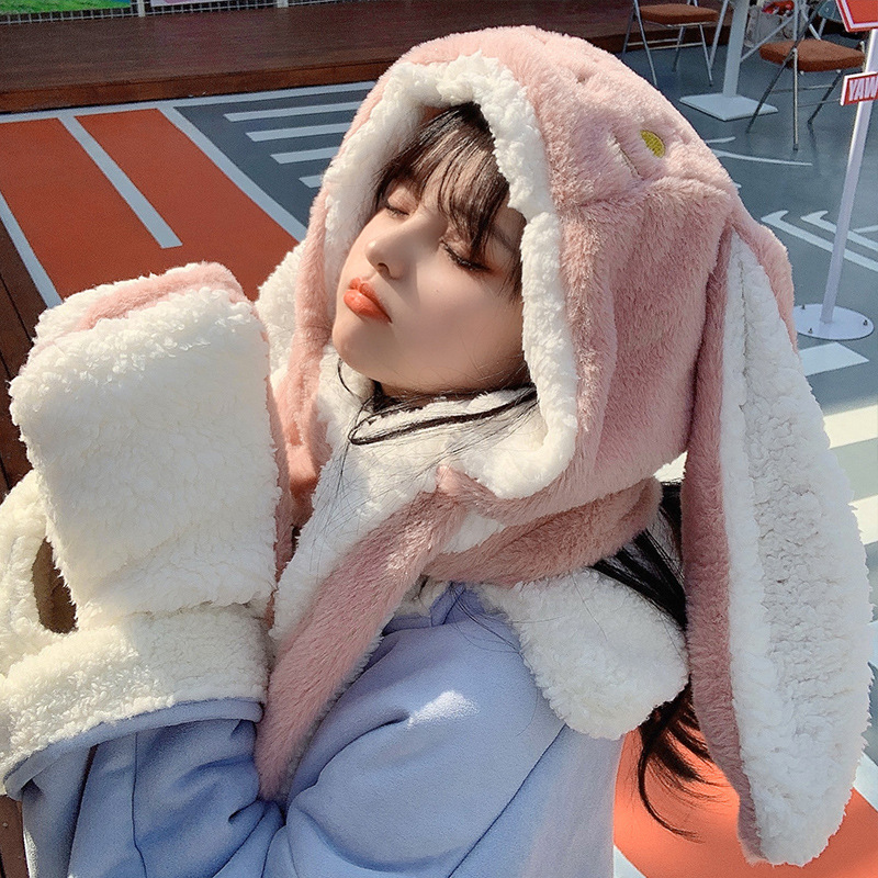 Three-piece Cute All-match Hat With Oversized Ears