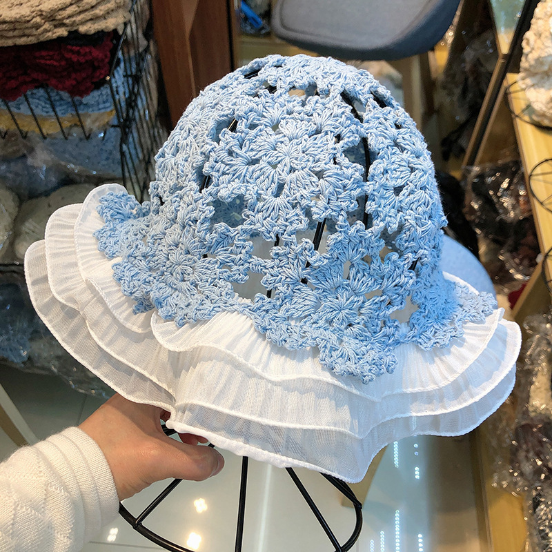 Summer New Hollow Ruffled Fisherman Hat