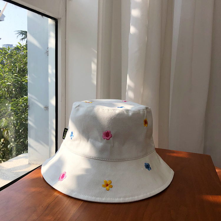 Sunshade Big Eaves Fisherman Hat Hyuna Flower Embroidery Cute