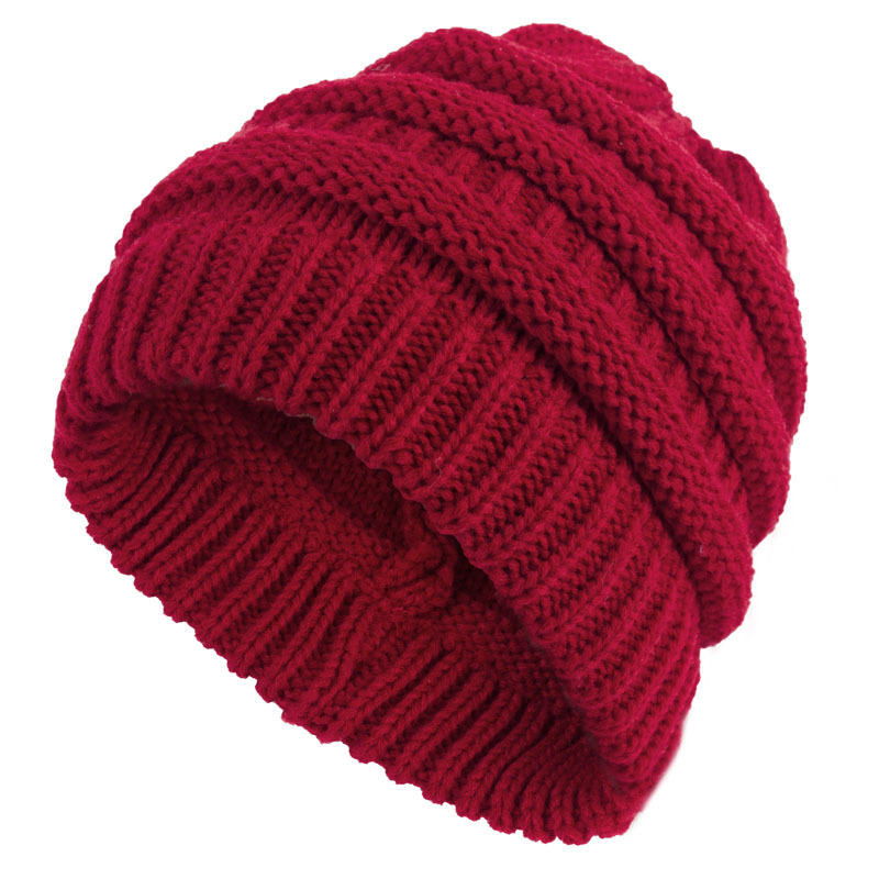 Women's ponytail knit wool cap