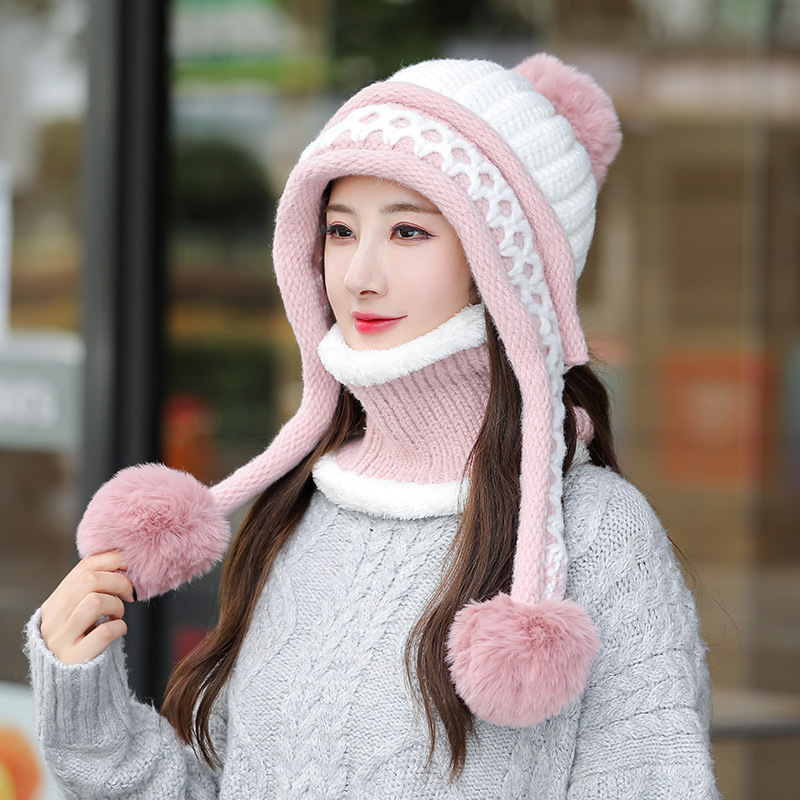 Plus Fluff Ball Ear Protection Hat Ladies