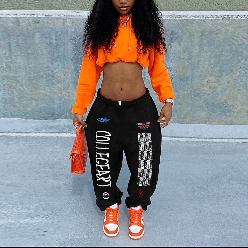 Graffiti Letter Print Bouquet Foot Guard Pants
