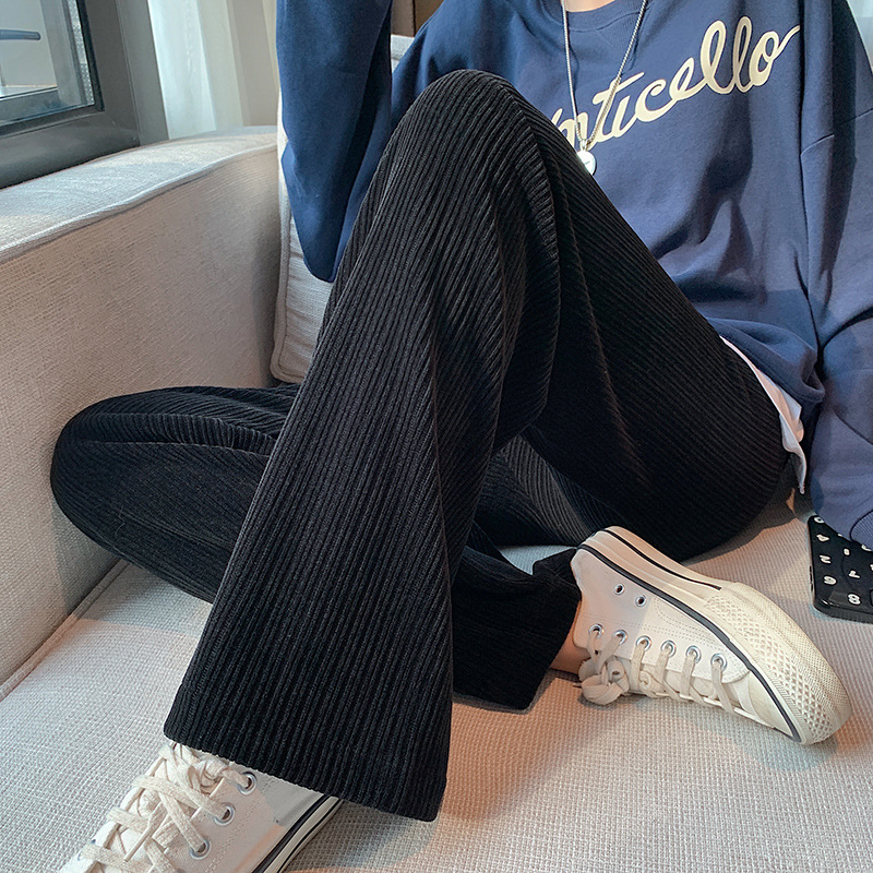 Women's Autumn And Winter High Waist Drape Straight Chenille Wide-leg Pants