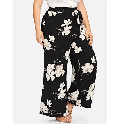 Loose tie-print pants