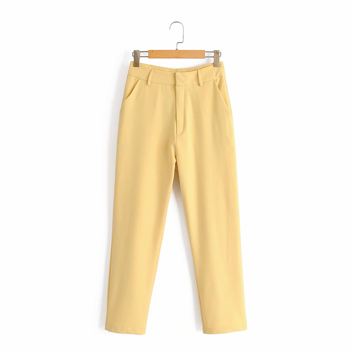 OL Professional Suit Pants Texture Fabric High Waist Casual