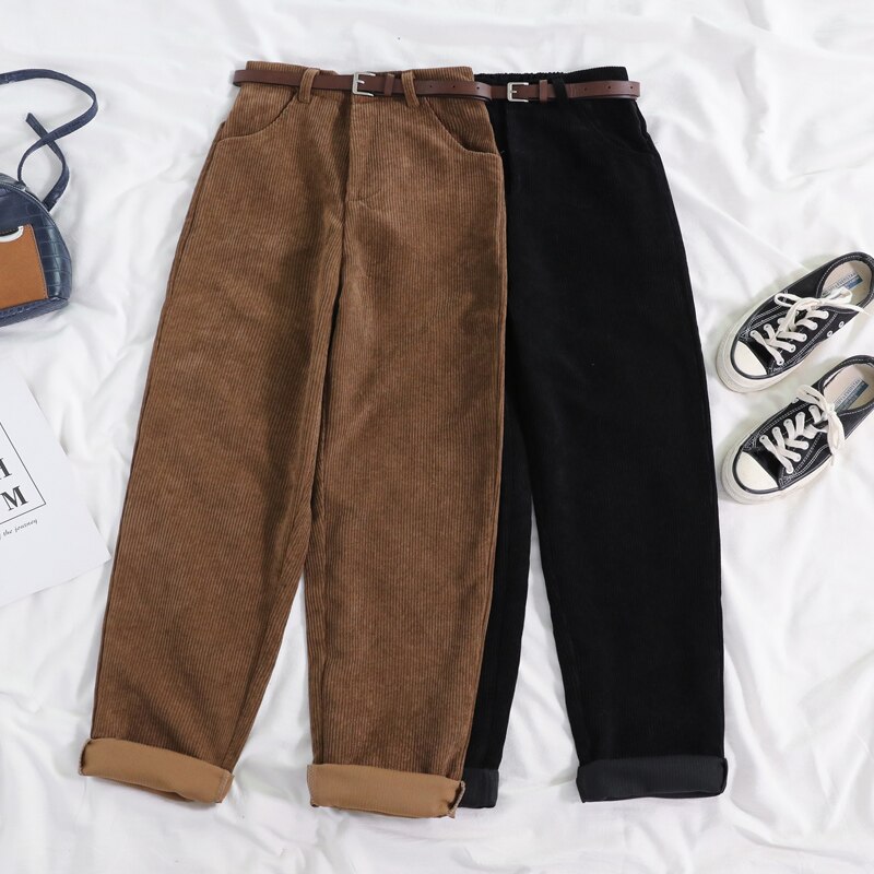 Winter Velvet Thick New Straight Wide Leg Trousers Streetwear Pants Women