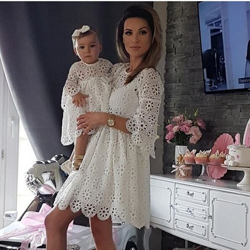 Ruffled parent-child dress