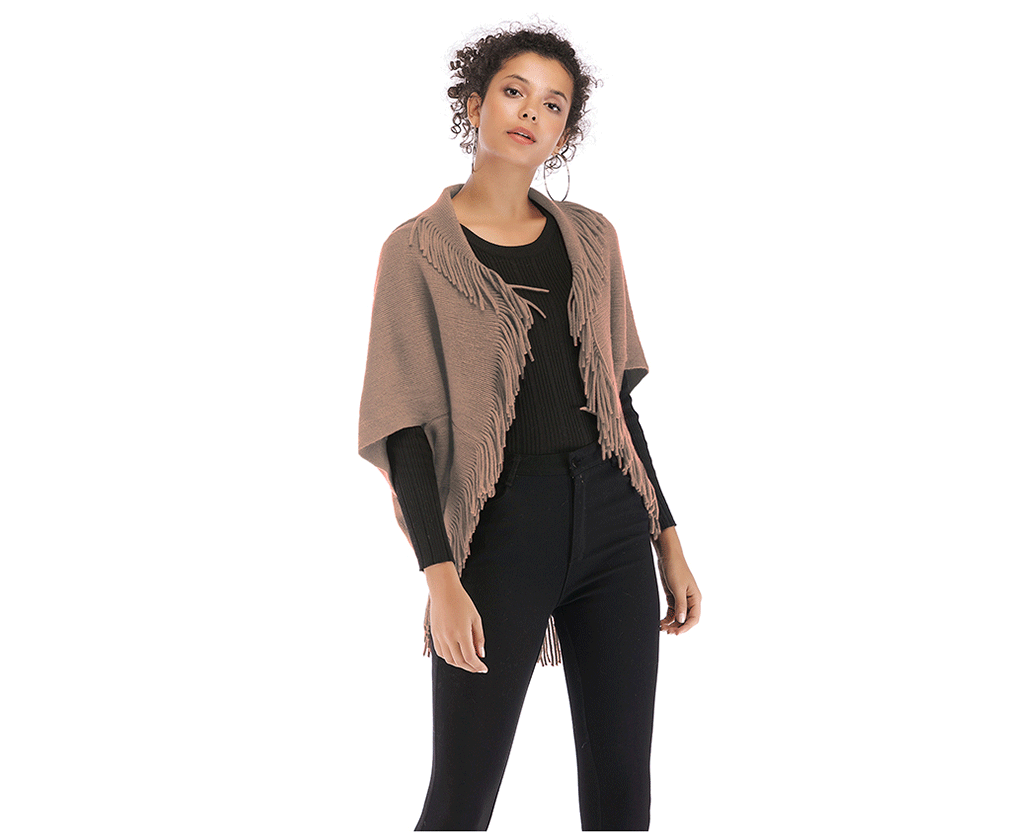 Knit Cardigan Shawl Jacket Women Loose Tassel Irregular Sweater Outside