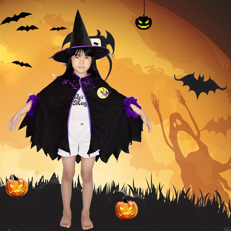 Halloween children witch cloak
