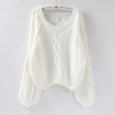 Lantern Sleeve Short Sweater Round Neck Jacket