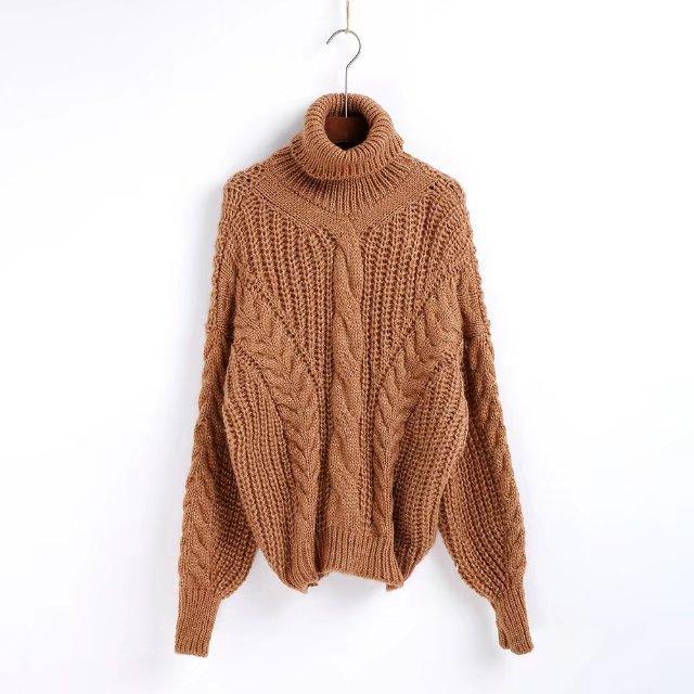 Knitted Pattern Turtleneck Sweater