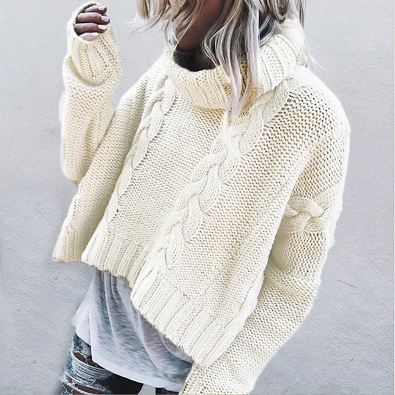 Twist high collar pullover sweater