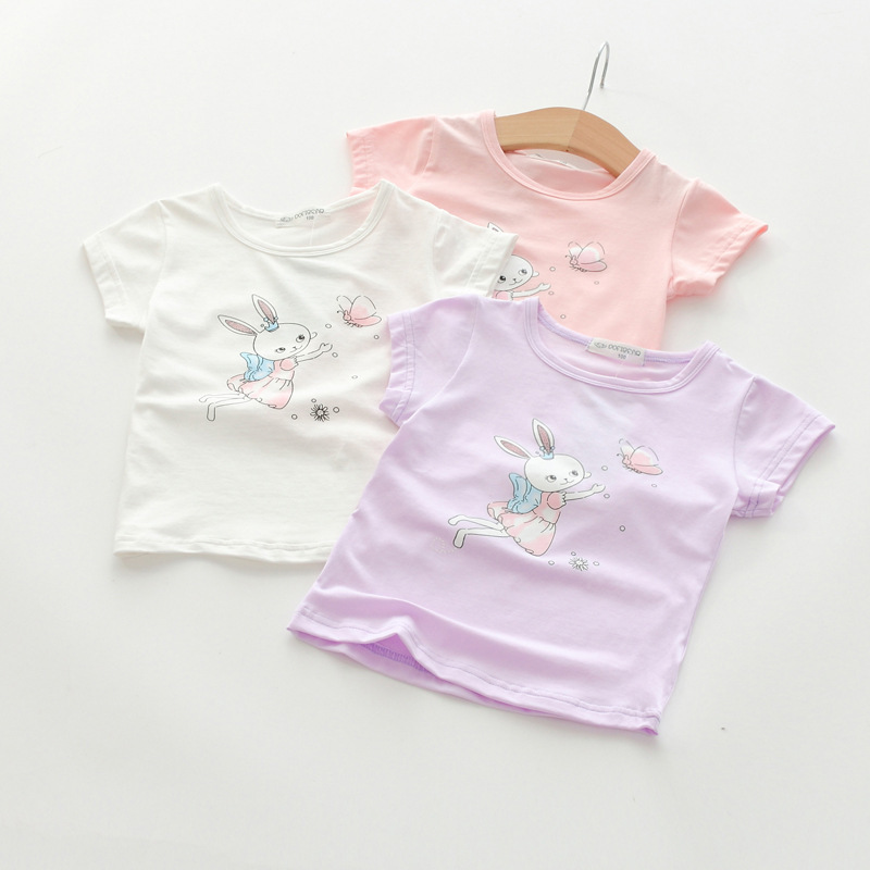 2021 summer summer new style girls baby cotton short sleeves cute rabbit print