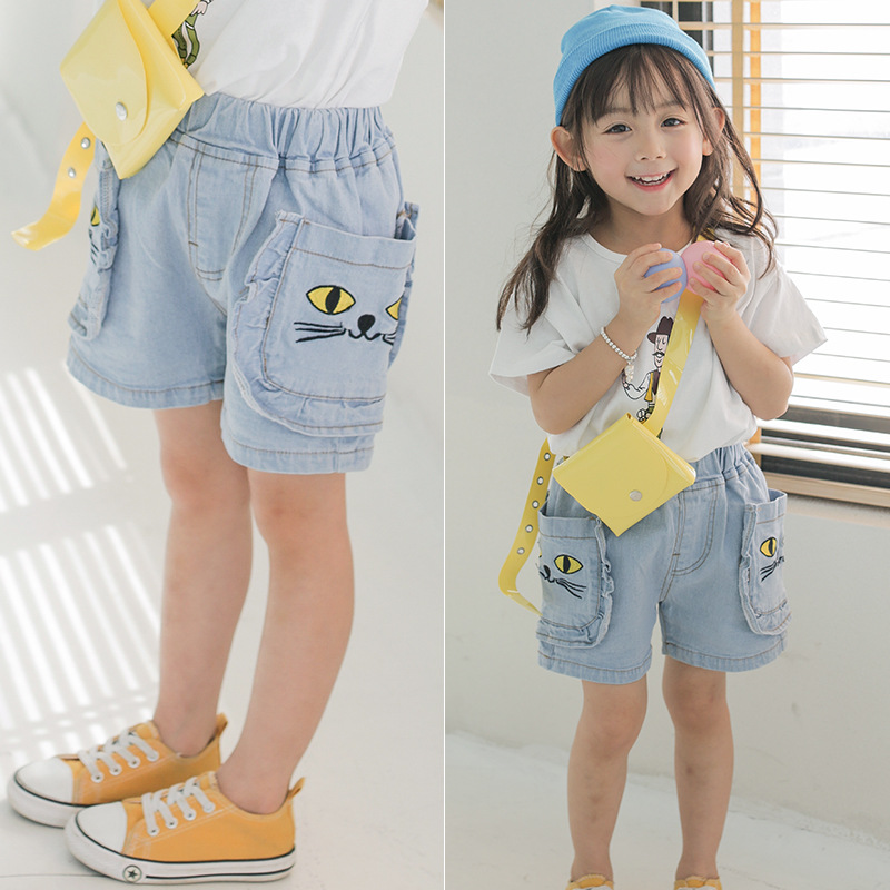 Children''s Trousers 2021 New Korean Girl Jeans Summer Children''s Hole Shorts Girl Baby Trousers Children''s Hot Pants