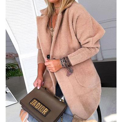 Casual solid color loose warm coat jacket