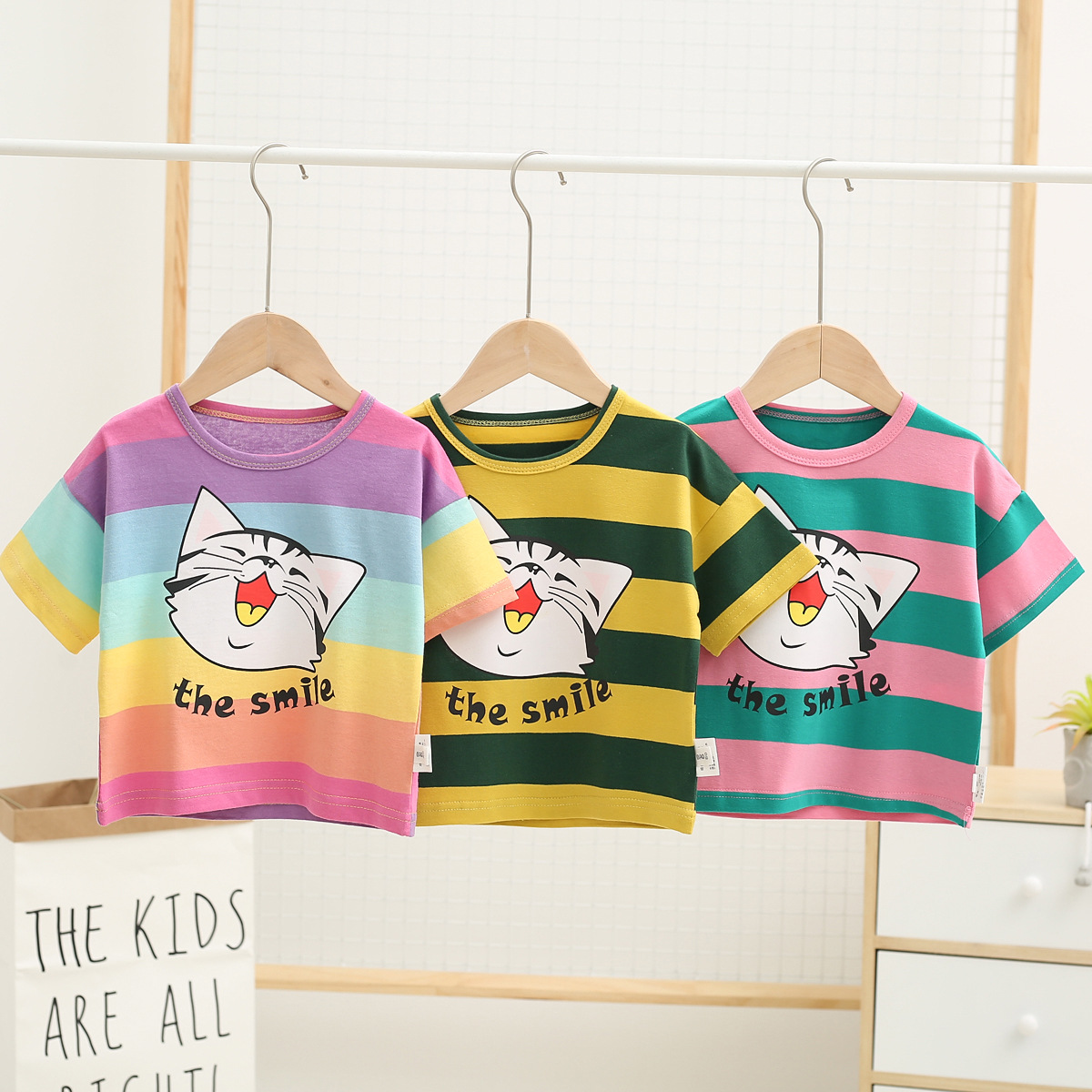 Children''s wear A short-sleeved cat T-shirt N240, which is proxy for men and women in Bohan version of 2021