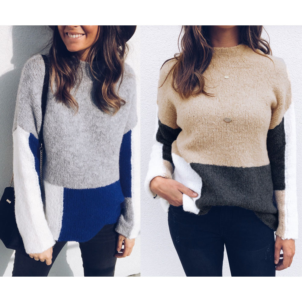 Round neck colorblock top