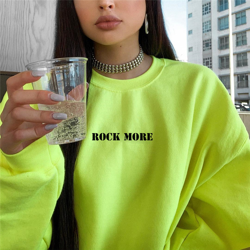 Kpop Round Neck  Letter Print Casual Women Hoodie