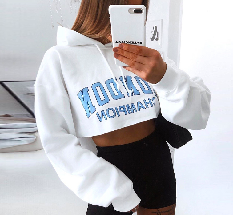 Cryptographic Fashion Print Letter Hooded Sweatshirt