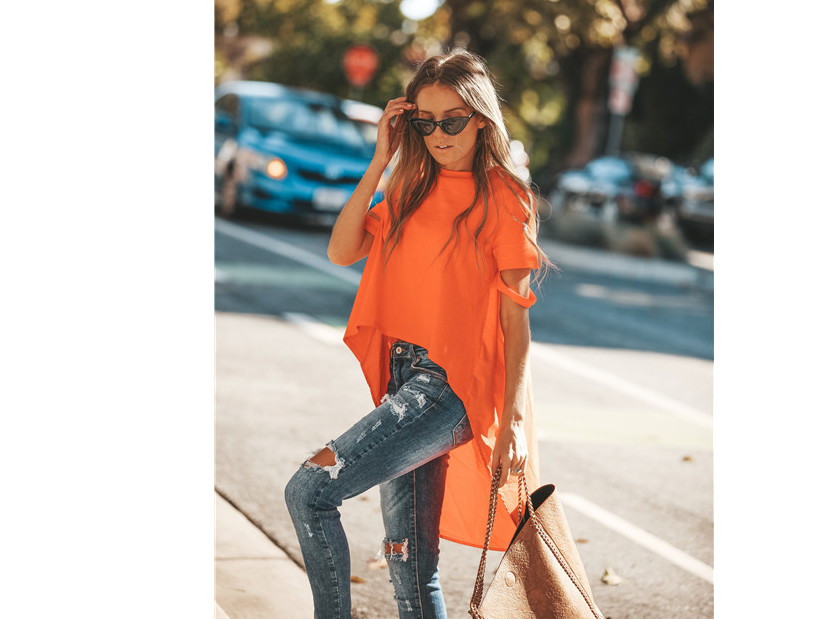 Summer explosion models slim short before long sleeves hanging women's t-shirt
