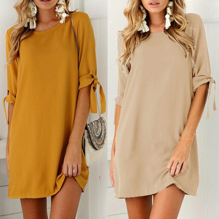 Three-quarter sleeve dress