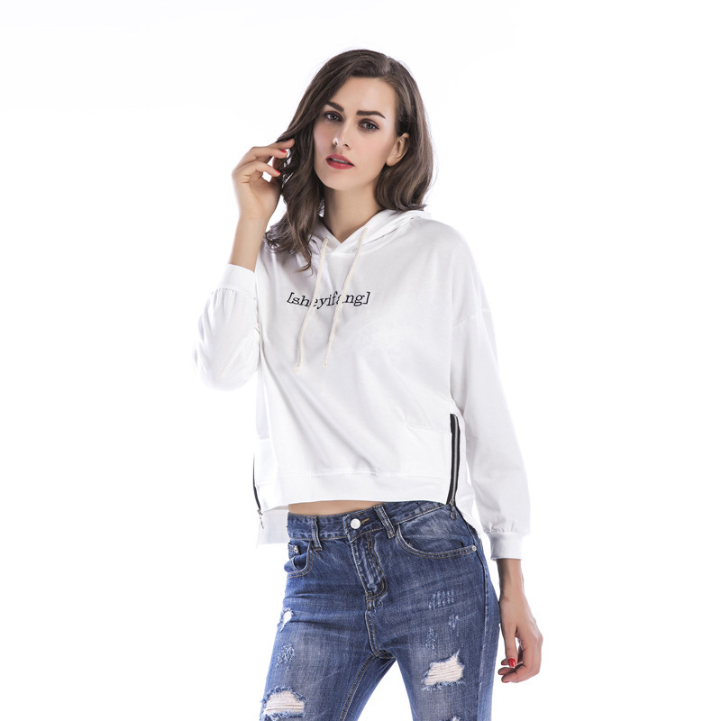Loose Hoodie Sweater Pullover Women's Side Zip Sweatshirt
