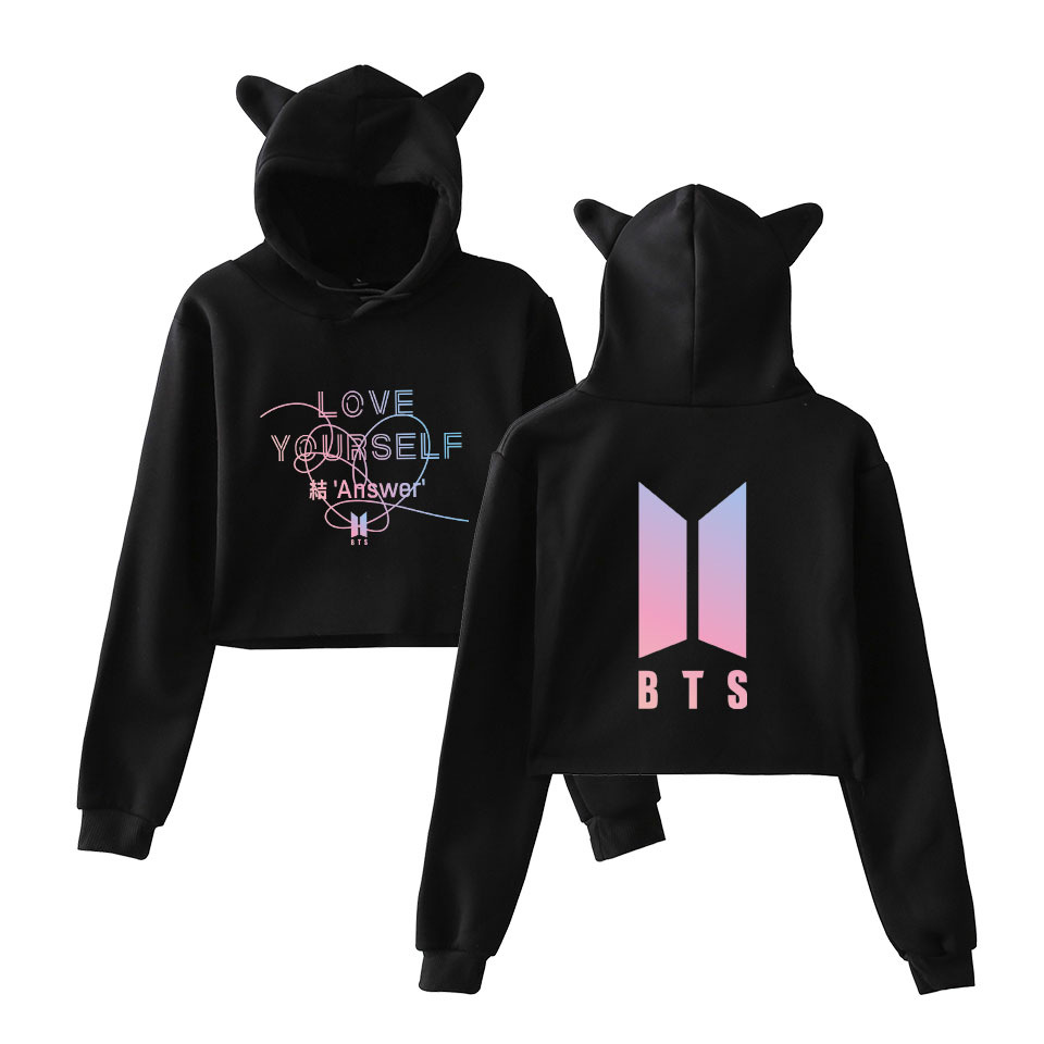 Aesthetic Cat Ear Cropped Hoodie
