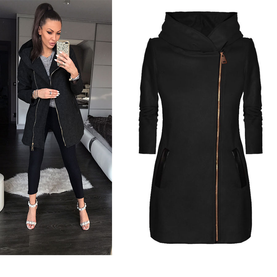Side zip plus fleece hooded jacket sweatshirt