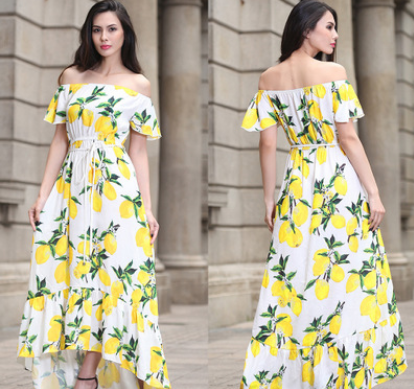 Summer new chiffon dress, long beach dress